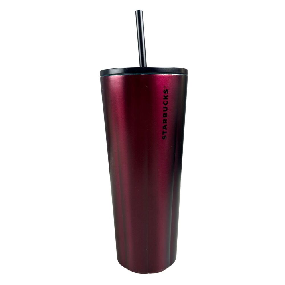 Starbucks 2021 Stainless Steel Blue and Maroon Ombre Cold Cup Tumbler 24 oz
